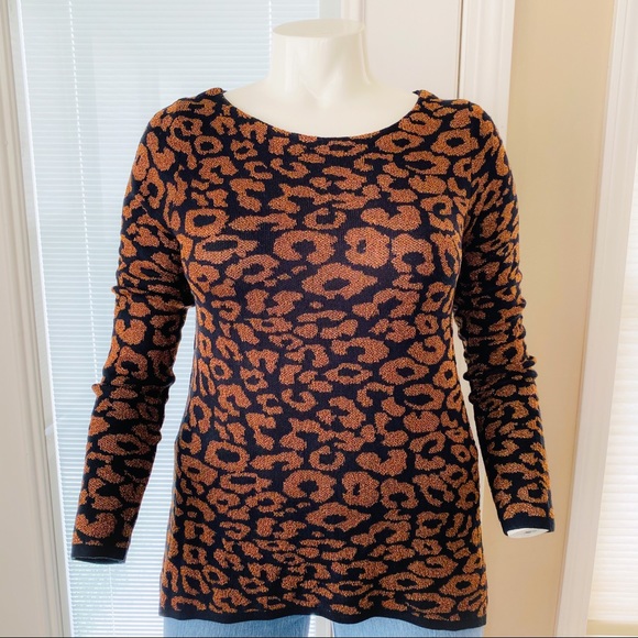 NY Co Black & Copper Animal Print Sweater runs small. Will list it as medium. - Picture 2 of 8